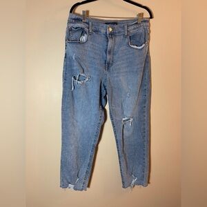 Aeropostale Light Blue Distressed Cropped Curvy Mom Jeans
